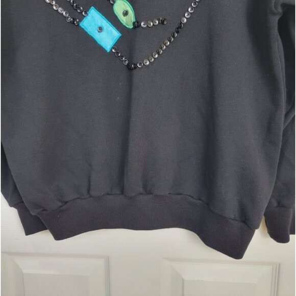 Vintage DEBRA MARTIN Black Embroidered Button Beading Pullover Sweater L - Picture 6 of 10